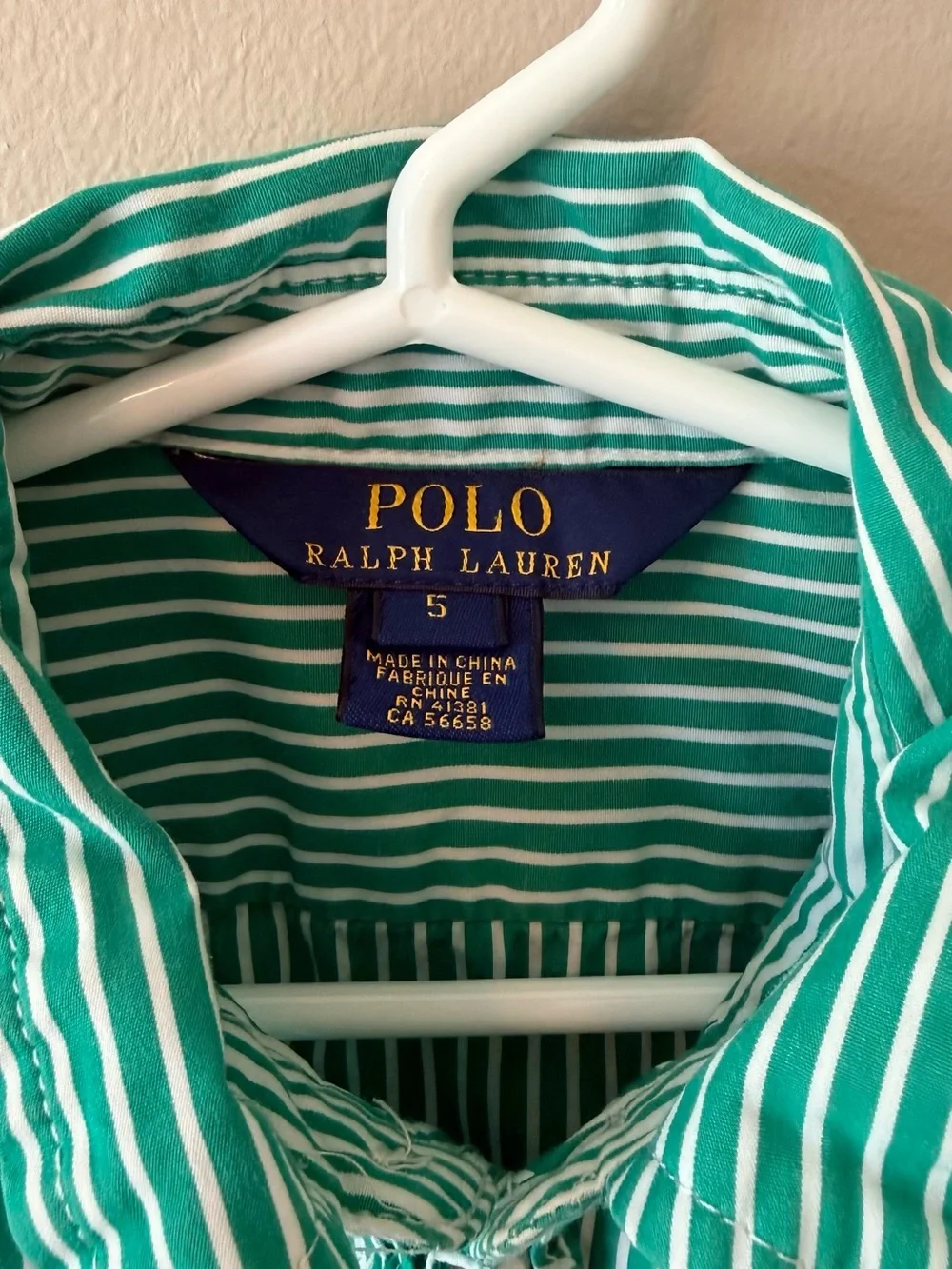 Ralph Lauren Teal and White Striped Girls Shirt Dress